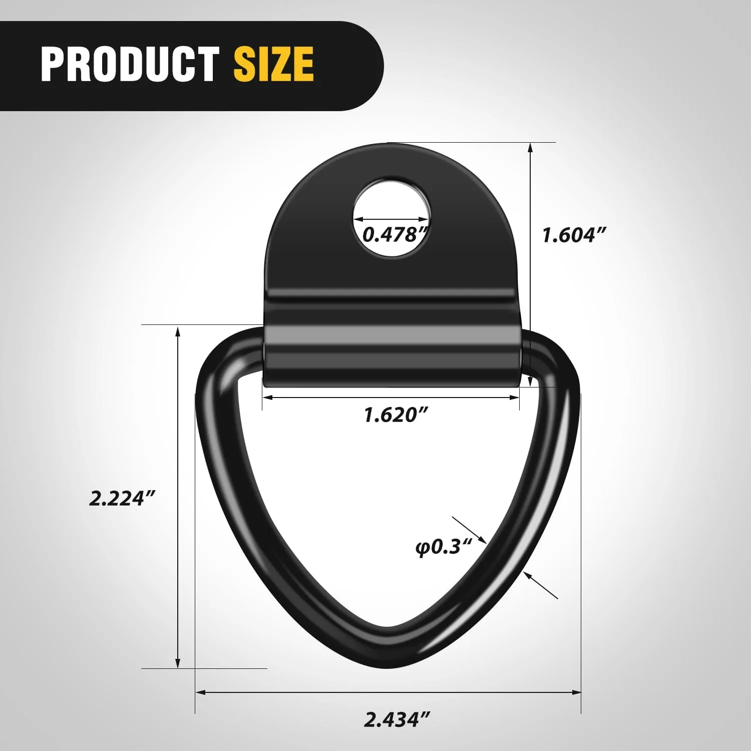 10 Pcs Tie Down Anchors Heavy Duty Steel V-Ring Bolt On D-Rings