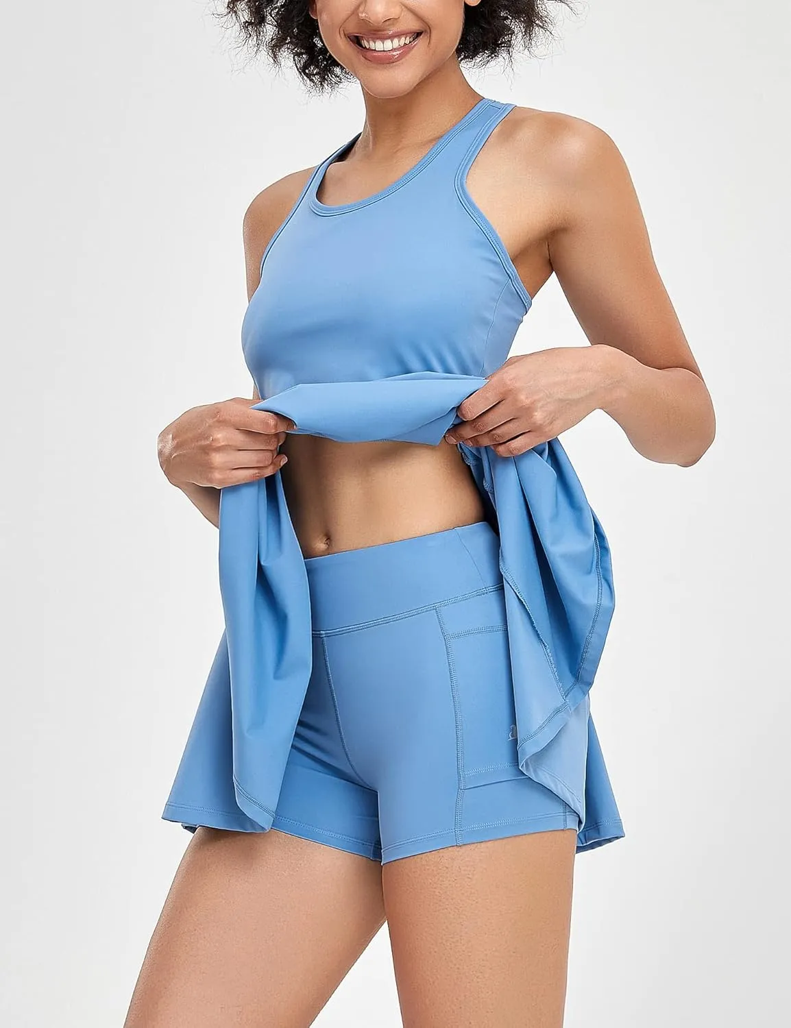 1a1a Womens Tennis Golf Dress with Shorts Pockets Sleeveless Workout Sports Athletic Dresses
