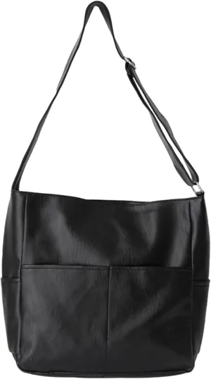 2023 Bucket Bag Fashion Crossbody Bag Versatile Soft PU Shoulder Bag for Women Girl Large Capacity Shopping Bags Black