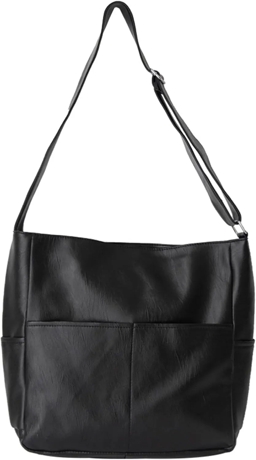 2023 Bucket Bag Fashion Crossbody Bag Versatile Soft PU Shoulder Bag for Women Girl Large Capacity Shopping Bags Black