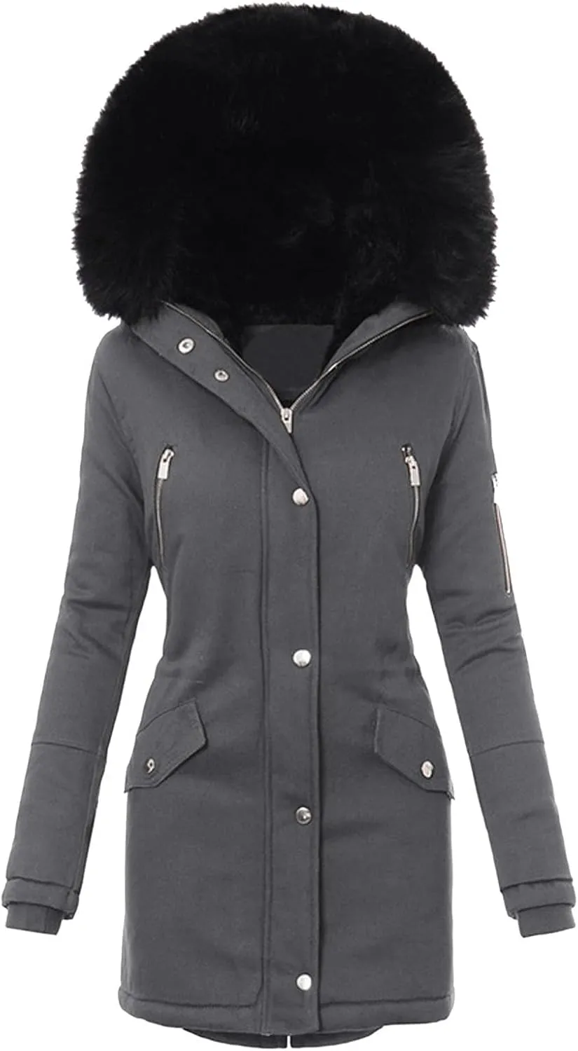 2024 Women Plus Size Winter Coat Lapel Collar Long Sleeve Jacket Vintage Thicken Coat Jacket Warm Hoodie Jackets