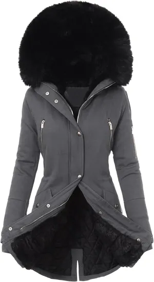 2024 Women Plus Size Winter Coat Lapel Collar Long Sleeve Jacket Vintage Thicken Coat Jacket Warm Hoodie Jackets