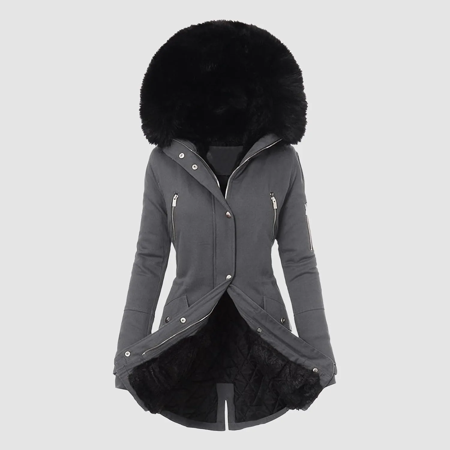2024 Women Plus Size Winter Coat Lapel Collar Long Sleeve Jacket Vintage Thicken Coat Jacket Warm Hoodie Jackets