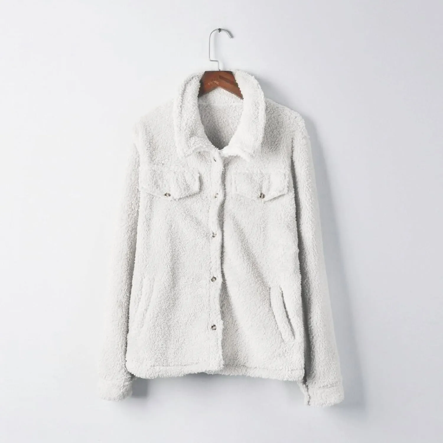 2024 Womens Sherpa Fleece Coats Winter Warm Soft Button Up Woolen Jackets Fuzzy Shacket Plus Size Short Outwear Cardigan