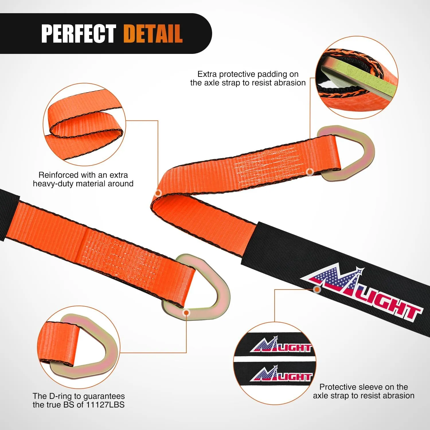 2in x 38in Axle Tie Down Straps 4PCS