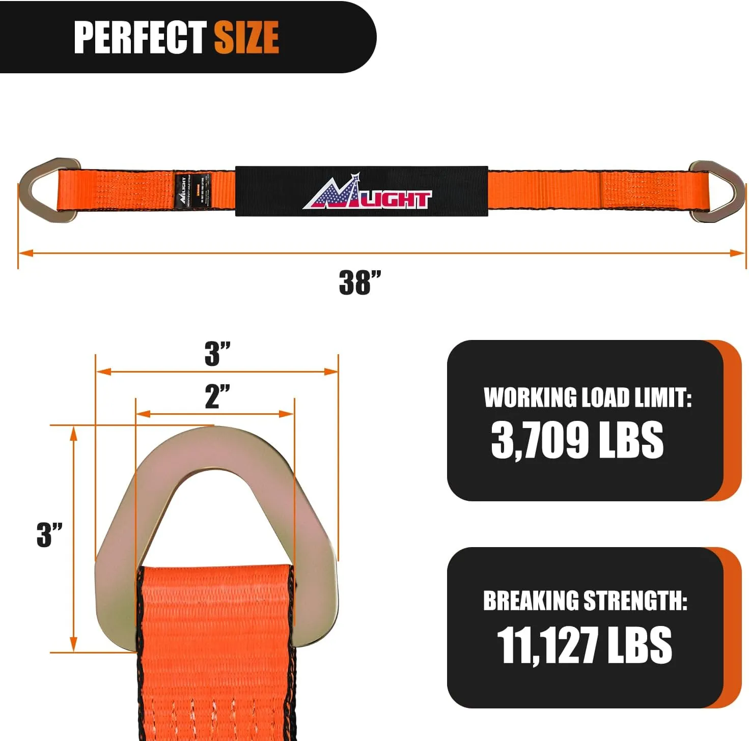 2in x 38in Axle Tie Down Straps 4PCS