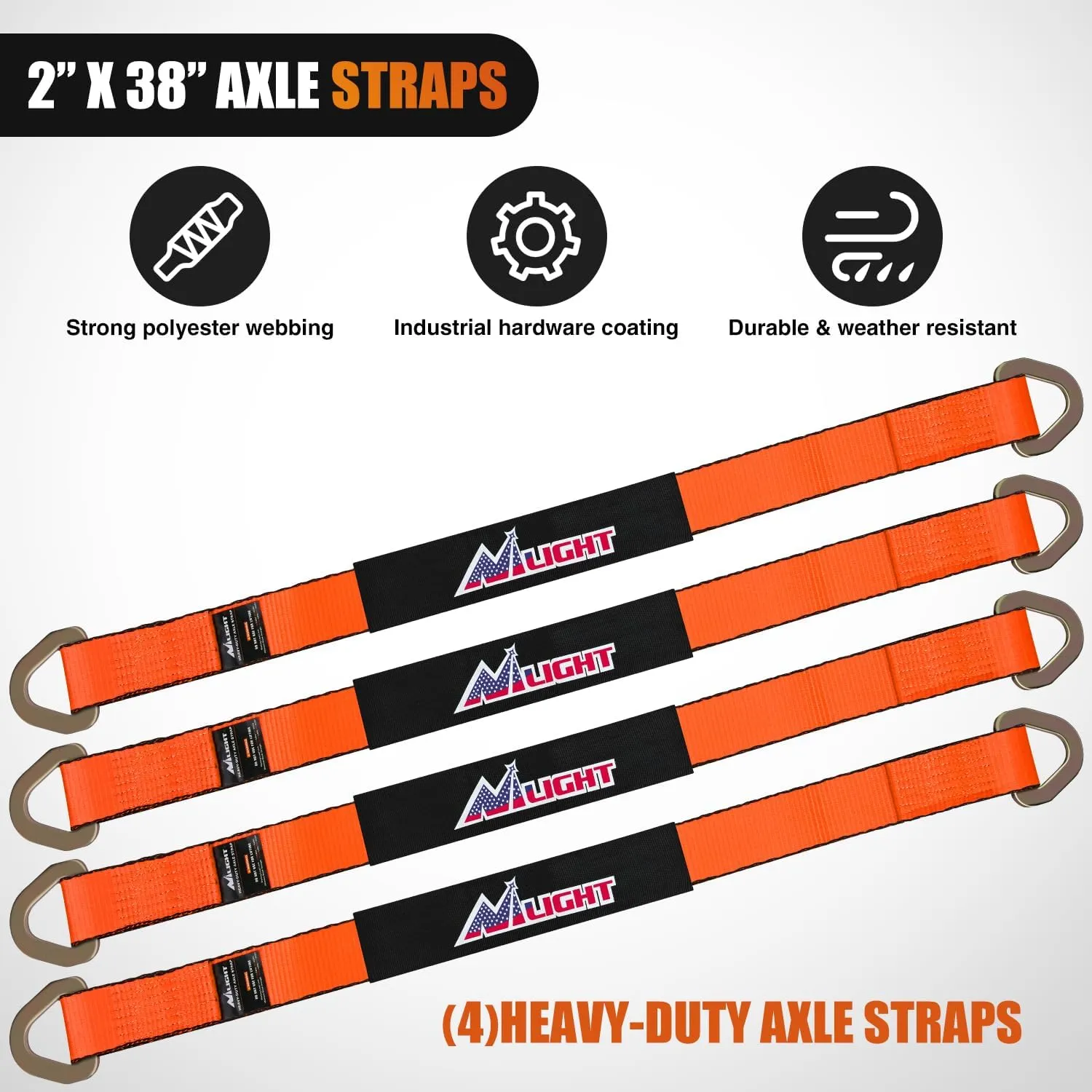 2in x 38in Axle Tie Down Straps 4PCS