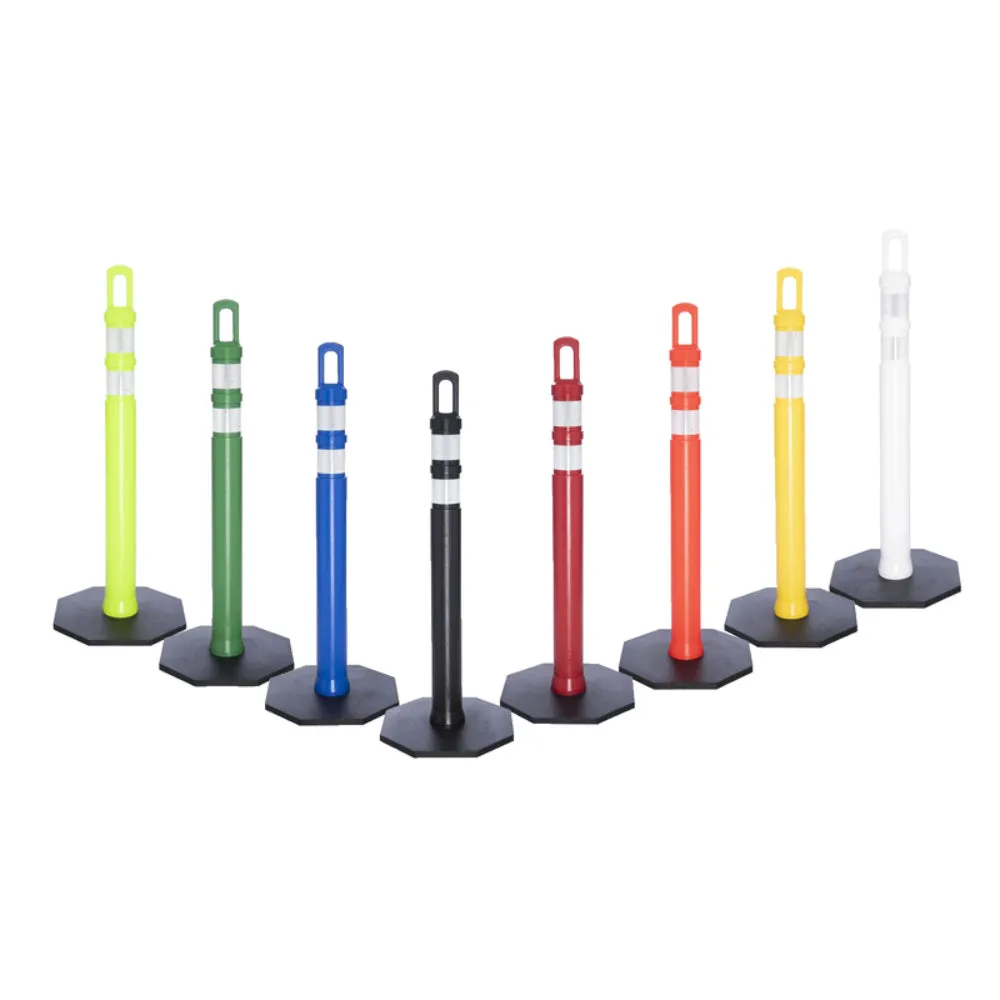 42" JBC Safety Arch Top Traffic Delineator Post Kit - Black Post   8 LBS Base