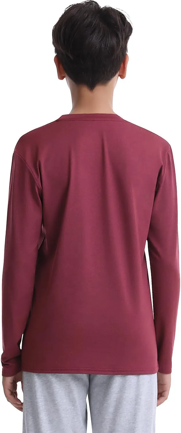 5-Pack Youth Boys Long Sleeve Shirts Dry Fit Athletic T-Shirt Moisture Wicking Performance Activewear Tops Tees