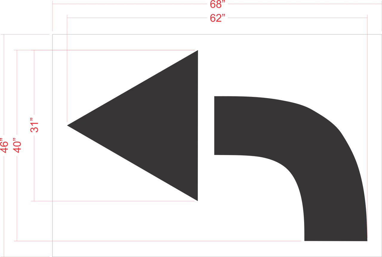 62" TURN ARROW Stencil