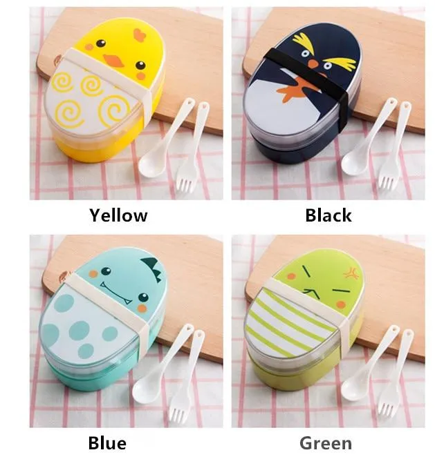 700ml Double Layers Cartoon Plastic Lunch Box