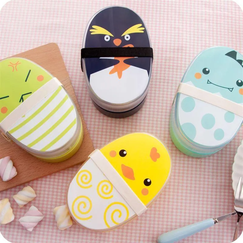 700ml Double Layers Cartoon Plastic Lunch Box