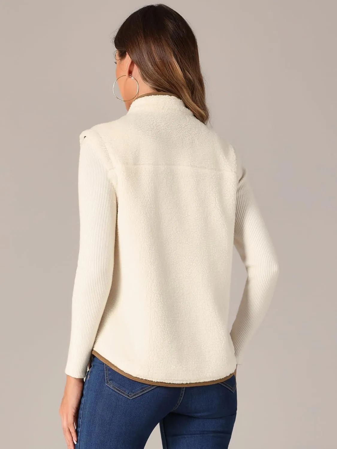 Allegra K Women's Fleece Vest Outerwear with Pockets Button Down Sleeveless Jacket Oversized 2025 Fuzzy Vest