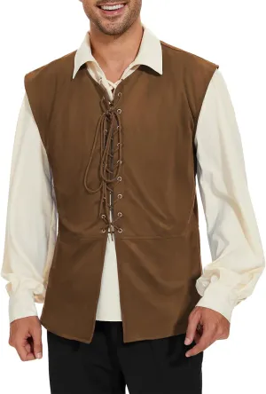 American Trends Renaissance Costume Men Pirate Vest Renaissance Viking Steampunk Halloween Medieval Costume Men