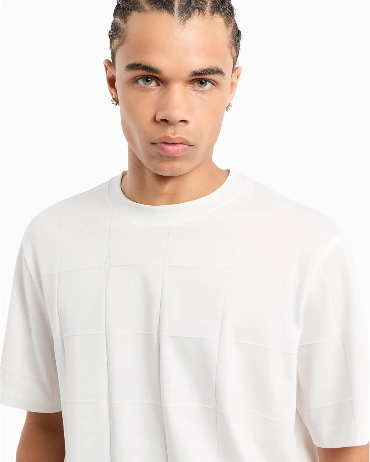 Armani Exchange Men's Small Embroidered Stacked Ax Logo Oversized Fit Tee