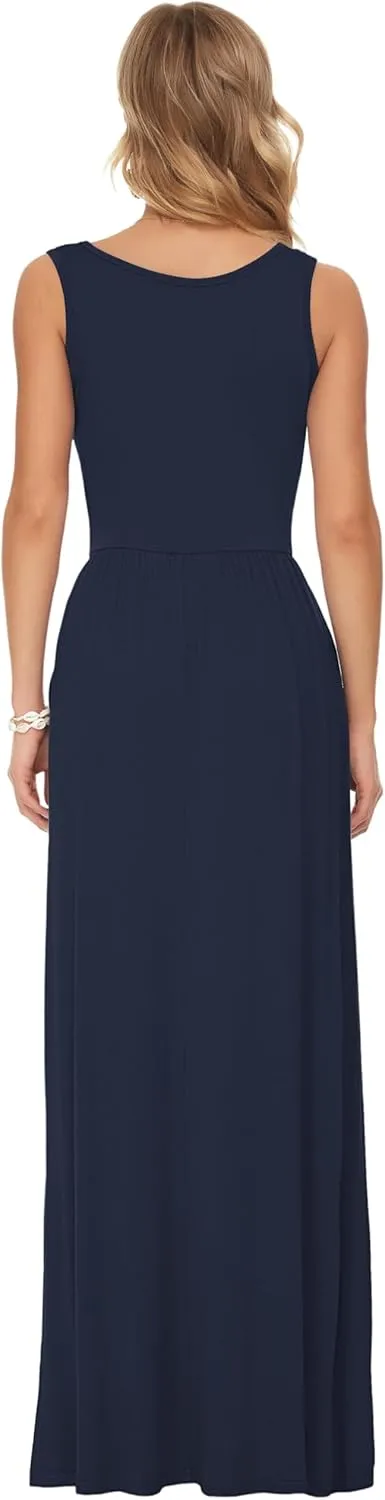 AUSELILY Women's Summer Sleeveless Loose Maxi Dress Casual Long Dresses with Pockets 2025 New