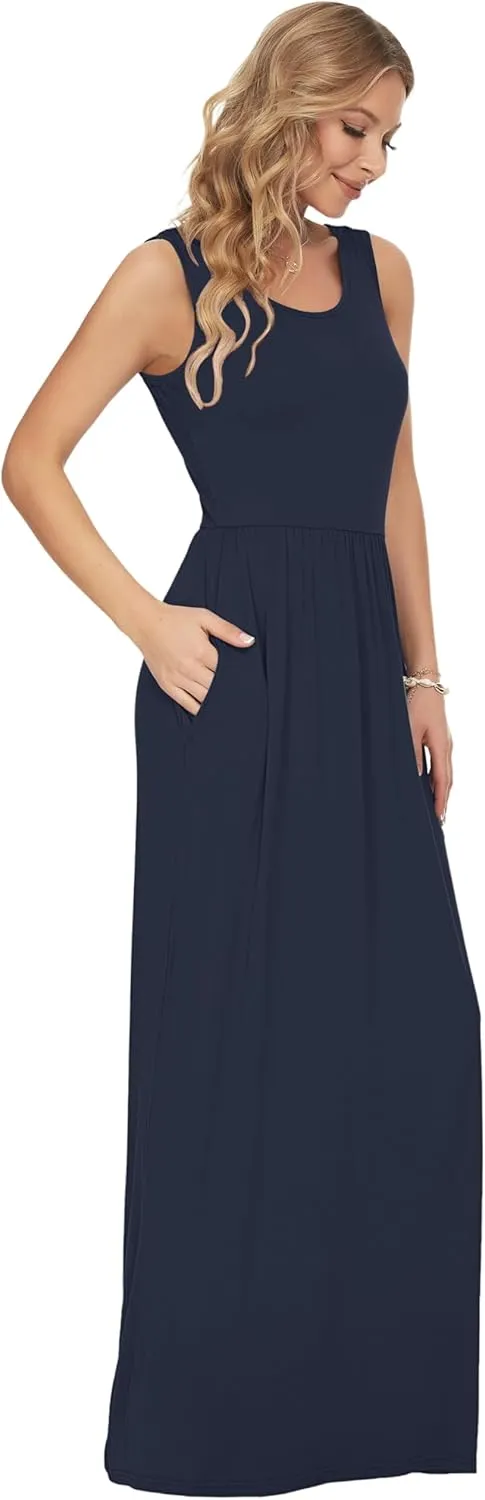 AUSELILY Women's Summer Sleeveless Loose Maxi Dress Casual Long Dresses with Pockets 2025 New