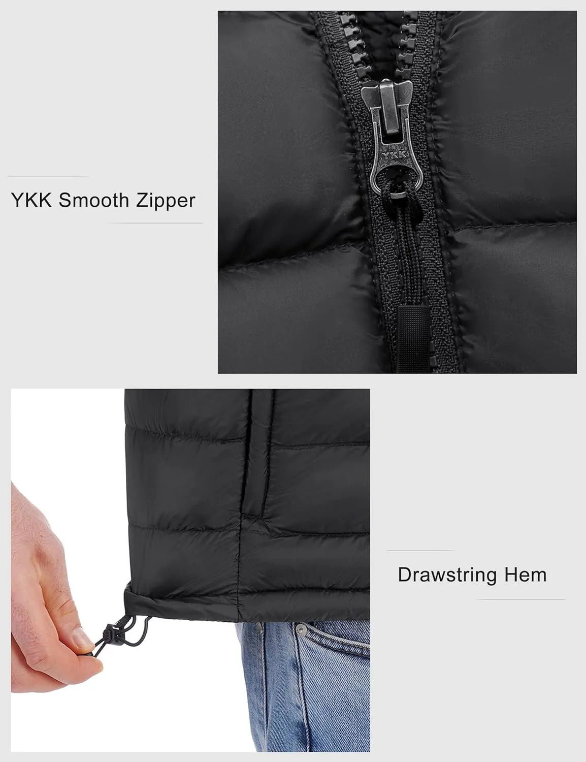 Bakery Men's Down Vest Lightweight Packable Puffer Vest Stand Collar Down Vest Zipper Sleeveless Jacket