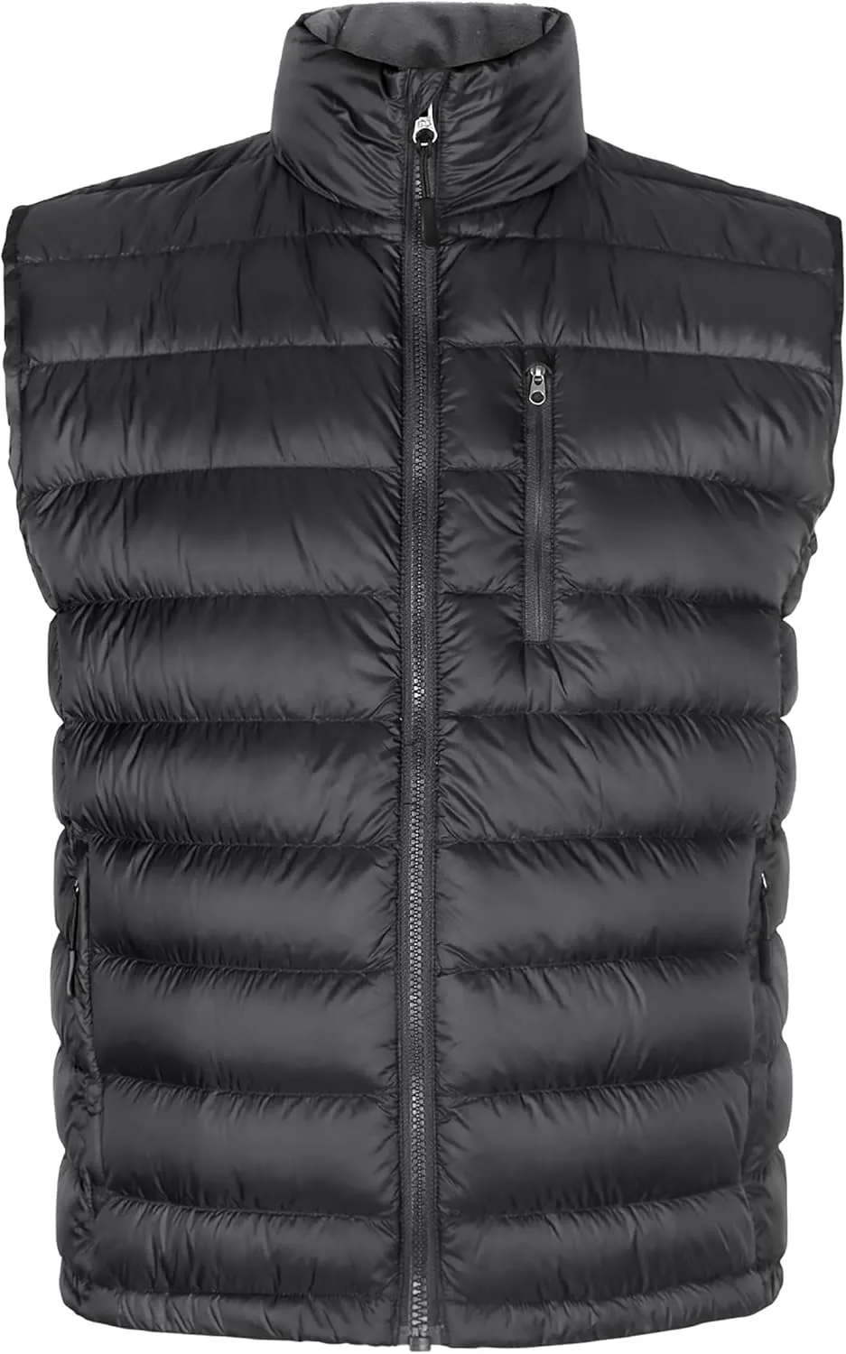 Bakery Men's Down Vest Lightweight Packable Puffer Vest Stand Collar Down Vest Zipper Sleeveless Jacket
