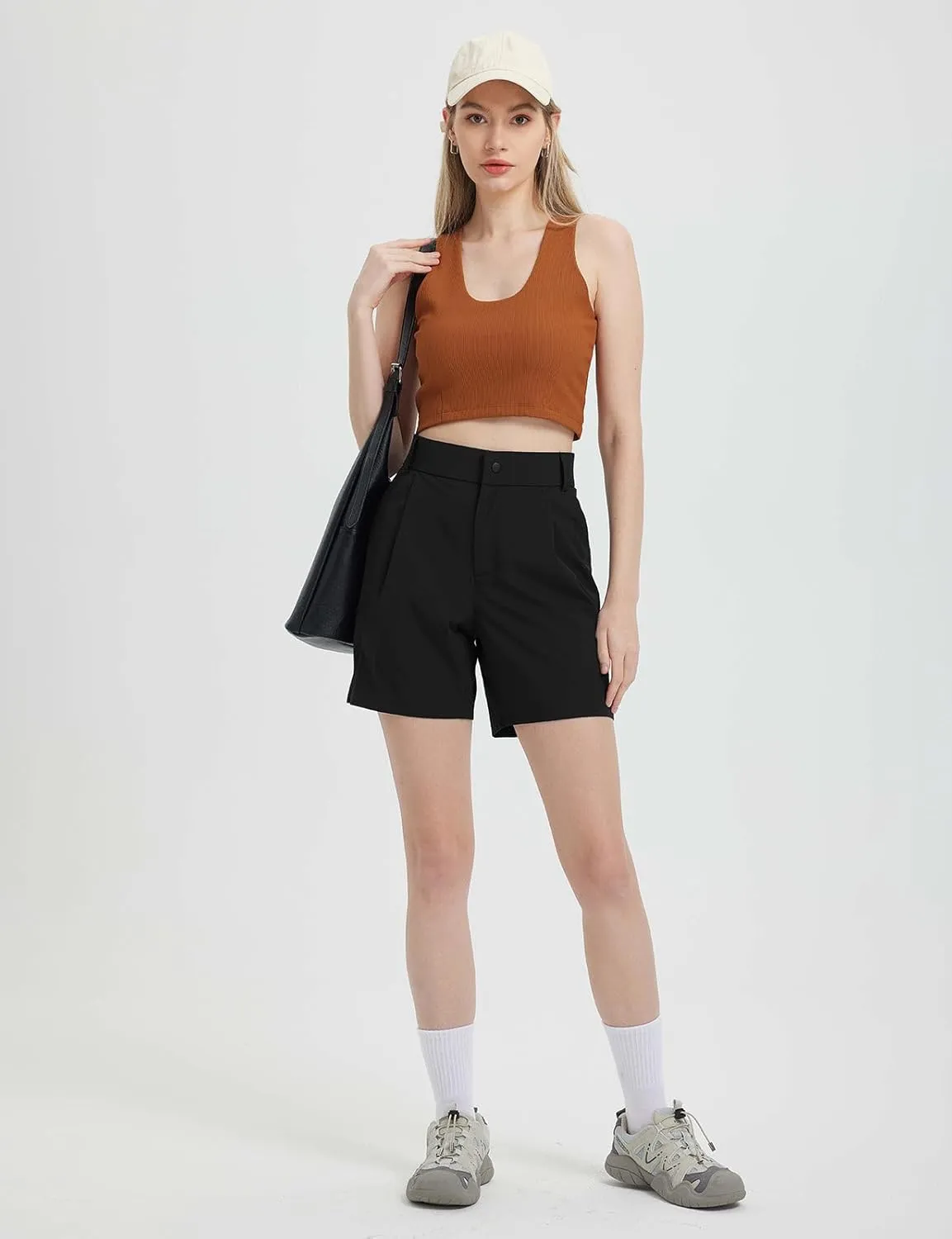 baleaf Women's 6" Golf Shorts Stretch Pleated Work Short for Hiking Quick Dry Dressy Casual Summer UPF50 
