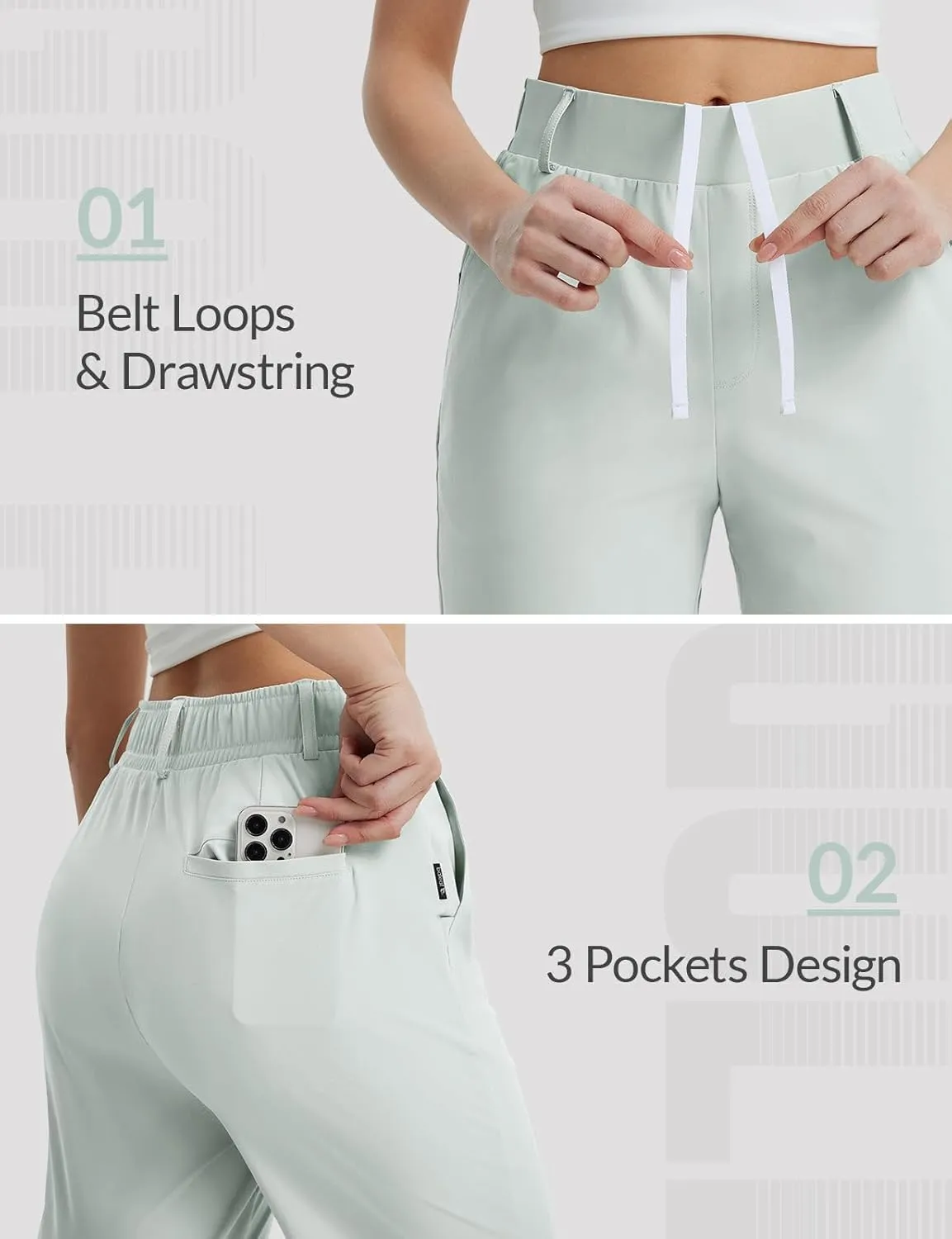 BALEAF Women's Golf Shorts 9'' Knee Length Stretch Bermuda Long Shorts Belt Loops Pockets Casual Work UPF 50 