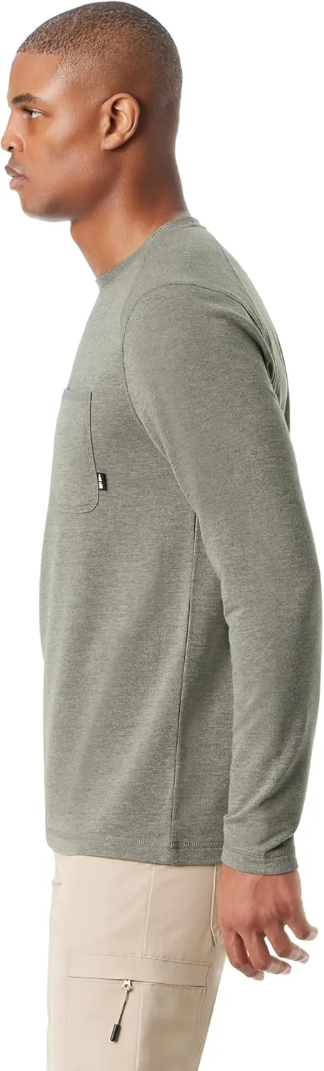 BASS OUTDOOR Men's Long Sleeve 4-Way-Stretch Quick Dry Utili-tee Shirt with Reinforeced Elbow Patches Standard