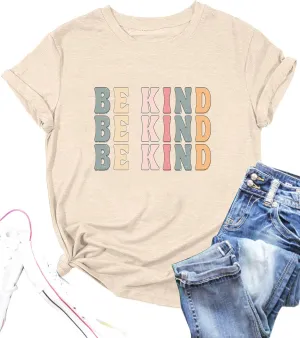 Be Kind Shirt Women Funny Inspirational Kindness Tshirts Teacher Graphic Tee Summer Casual Short Sleeve Tops