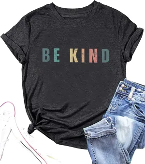 Be Kind Shirt Women Funny Inspirational Kindness Tshirts Teacher Graphic Tee Summer Casual Short Sleeve Tops