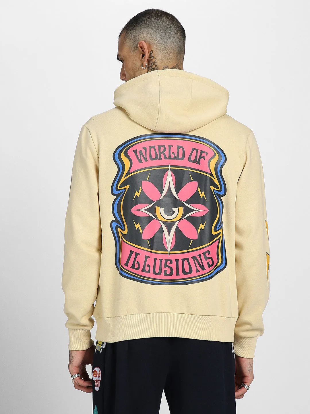 Beige Fantasy: Stylish Men's Illusions Hoodie