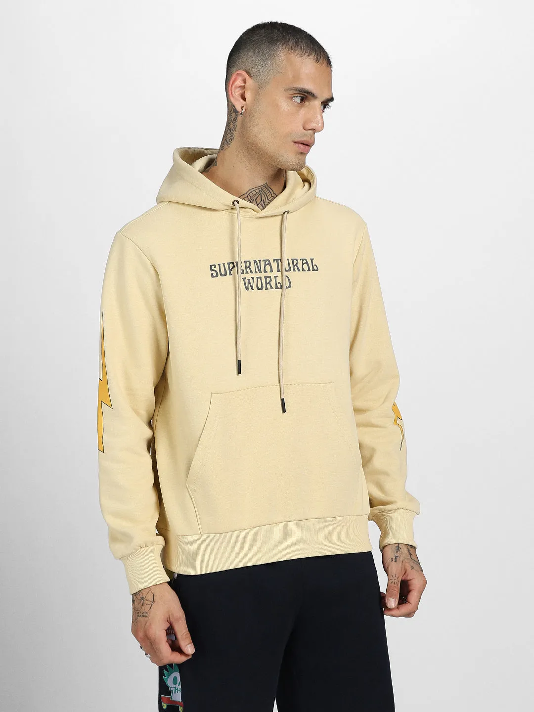 Beige Fantasy: Stylish Men's Illusions Hoodie