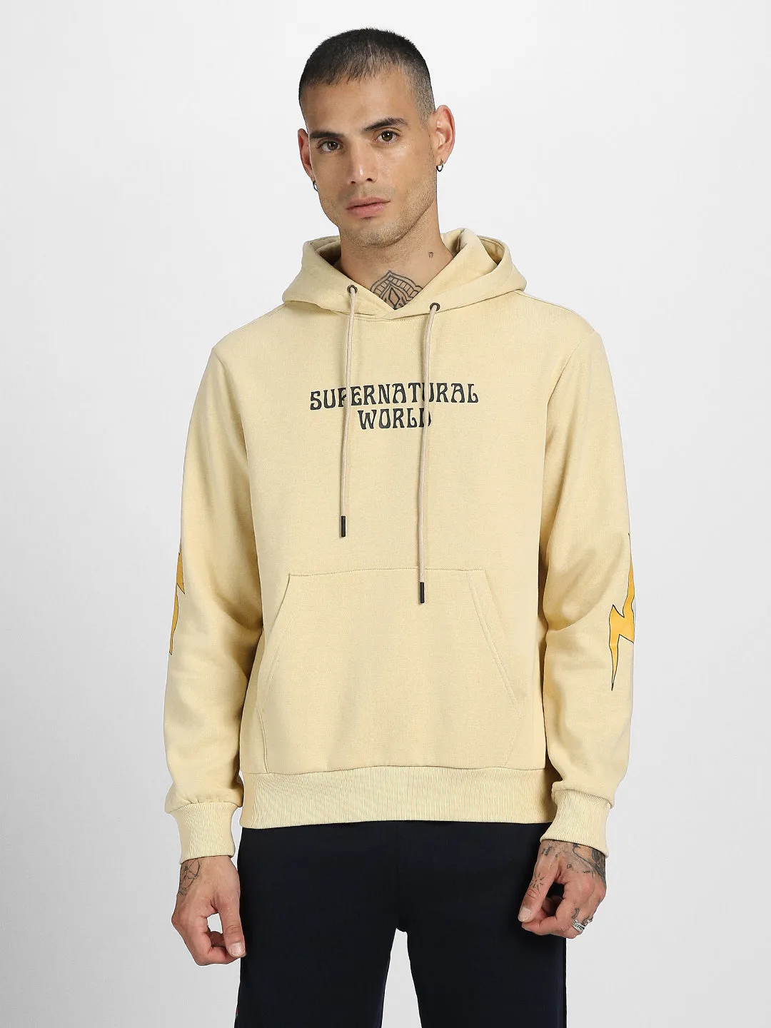 Beige Fantasy: Stylish Men's Illusions Hoodie