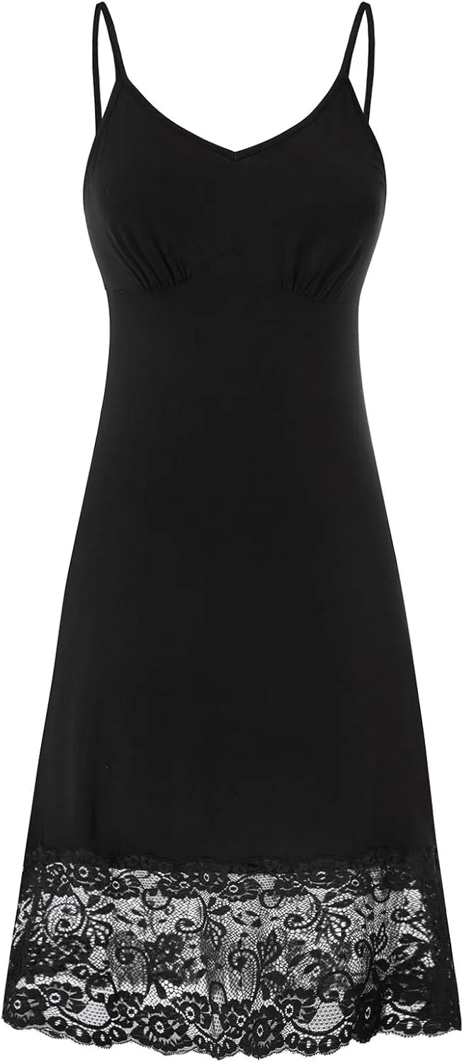 Belle Poque Full Slips for Women Under Dresses Simple Dress Slip Adjustable Spaghetti Strap Cami Dress