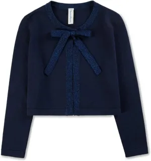 Benito & Benita Girls Cardigan Button Up with Bow Toddler Sweater Cardigan Cotton Kids Dance Shawl Bolero Shrug Long Sleeve