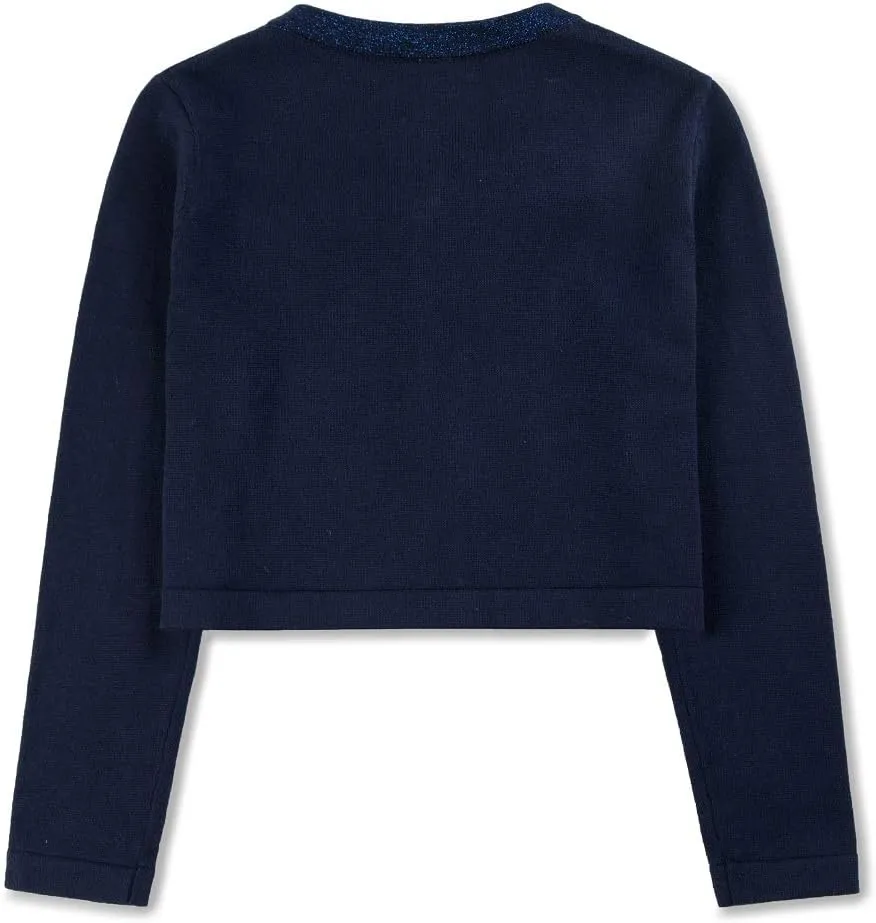 Benito & Benita Girls Cardigan Button Up with Bow Toddler Sweater Cardigan Cotton Kids Dance Shawl Bolero Shrug Long Sleeve