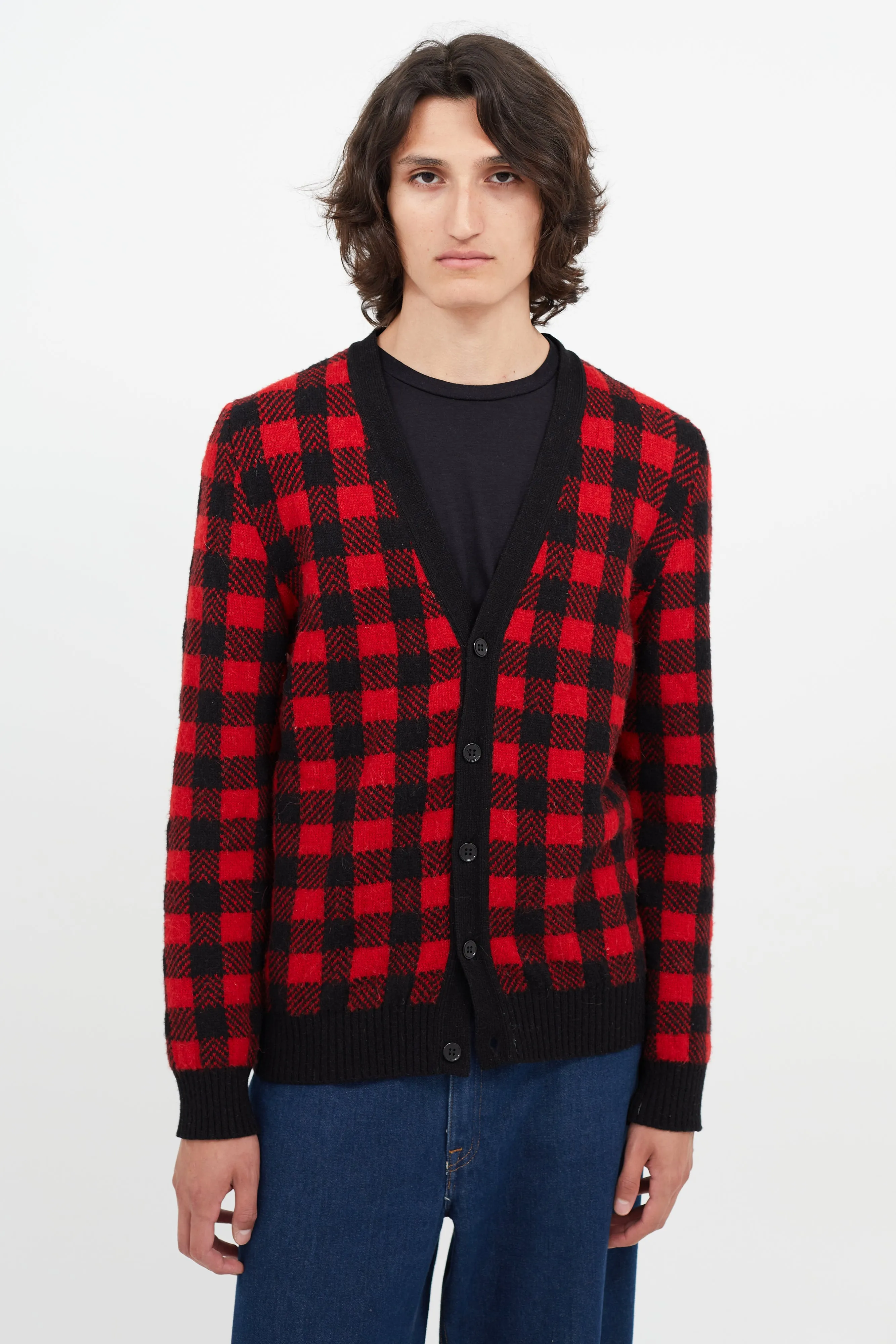 Black & Red Plaid Cardigan