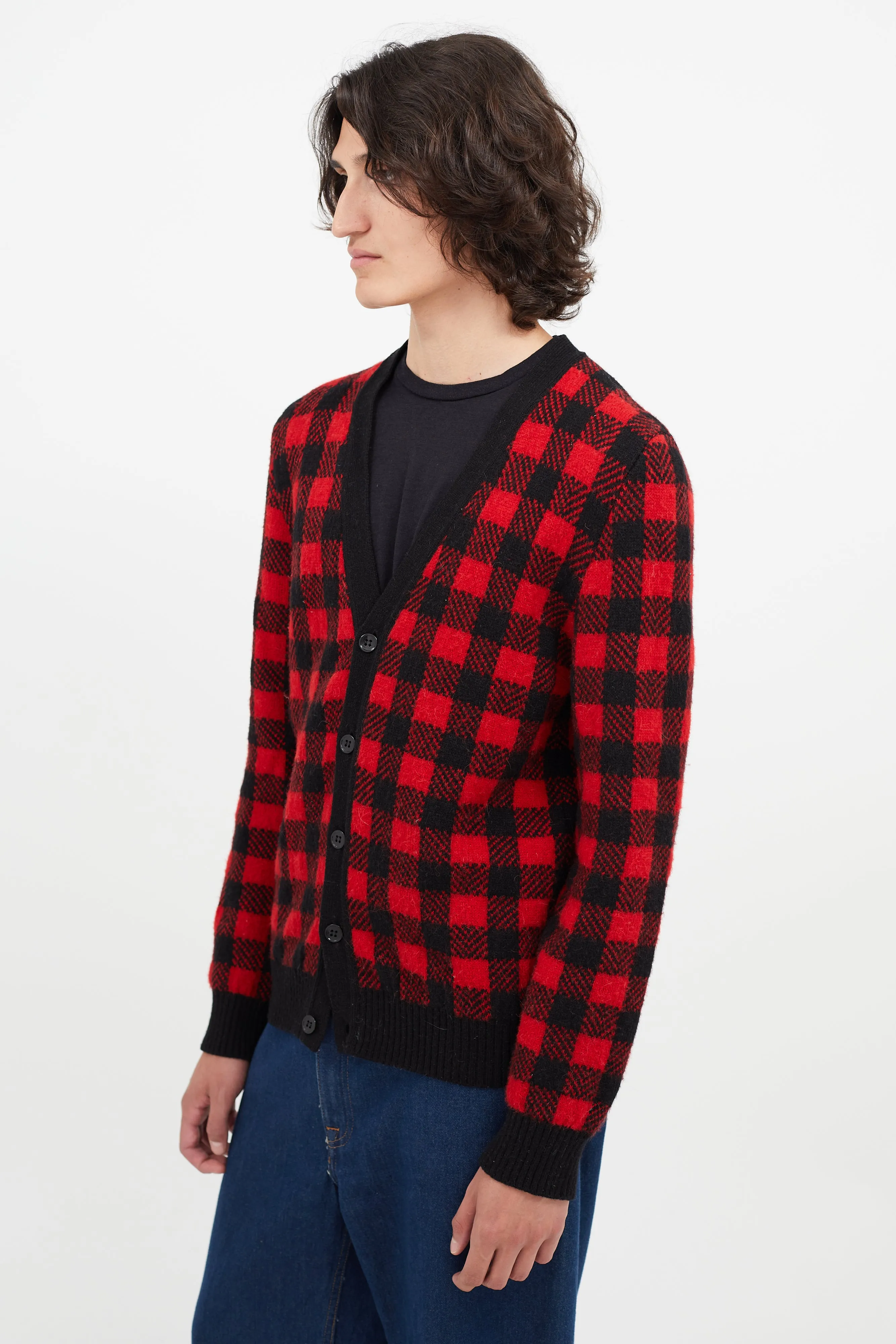 Black & Red Plaid Cardigan