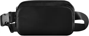 Black Fanny Pack for Women Men Belt Bag Crossbody Waist Pouch Waterproof Everywhere Purse Fashion Sling Bag for Running Hiking Workout Walking