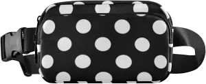 Black White Polka Dots Fanny Pack for Women Men Belt Bag Crossbody Waist Pouch Waterproof Everywhere Purse Fashion Sling Bag for Running Hiking Workout Travel