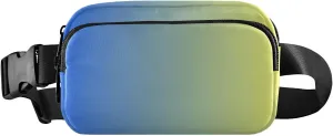 Blue Yellow Gradient Fanny Pack for Women Men Belt Bag Crossbody Waist Pouch Waterproof Everywhere Purse Fashion Sling Bag for Running Hiking Workout Walking