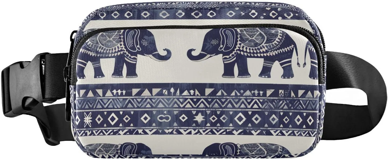 Boho Elephants Fanny Pack for Women Men Belt Bag with Adjustable Strap Crossbody Waist Pouch Fashion Sling Bag for Running Travel