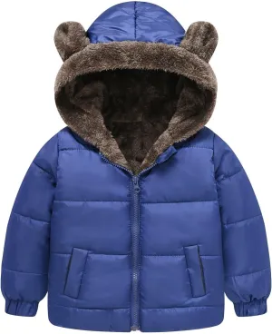 Boys And Girls Middle Children Solid Color Ears Cute Pocket Short Cotton Padded Children's Coat Coat 5t