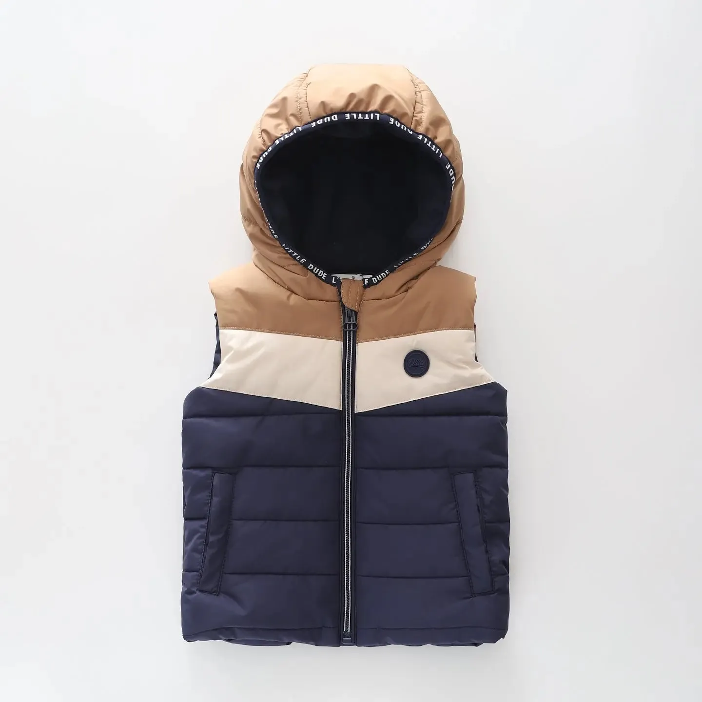 Brown Hooded Puffer Vest