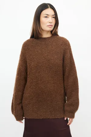 Brown Wool Boucle Knit Sweater