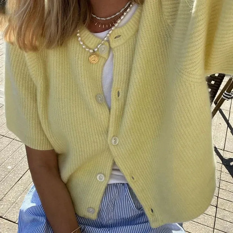 Button Up Short Sleeve Cardigan