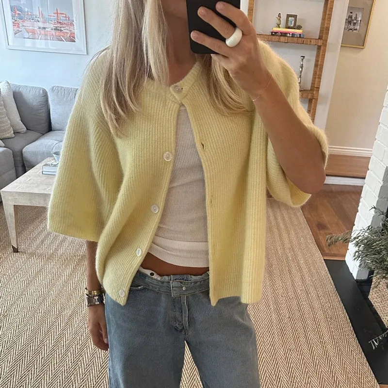 Button Up Short Sleeve Cardigan