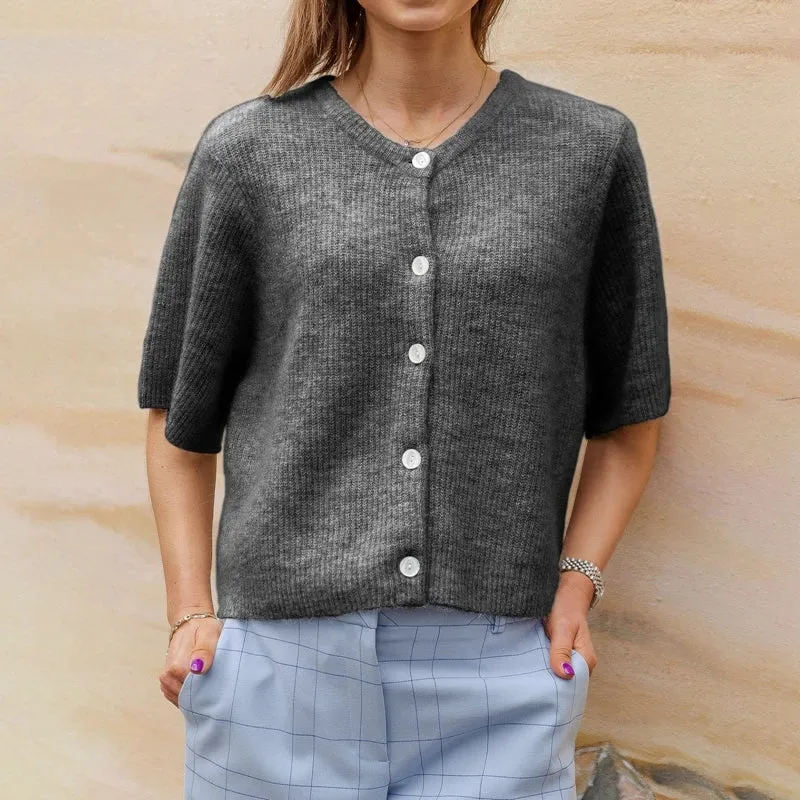 Button Up Short Sleeve Cardigan