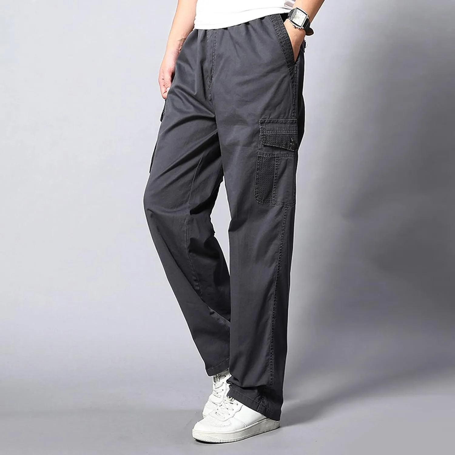 Cargo Sweatpants for Men Big and Tall Trousers Work Ripstop Cargo Pants Lightweight Cotton Jogger Work Pants 6 Pocket