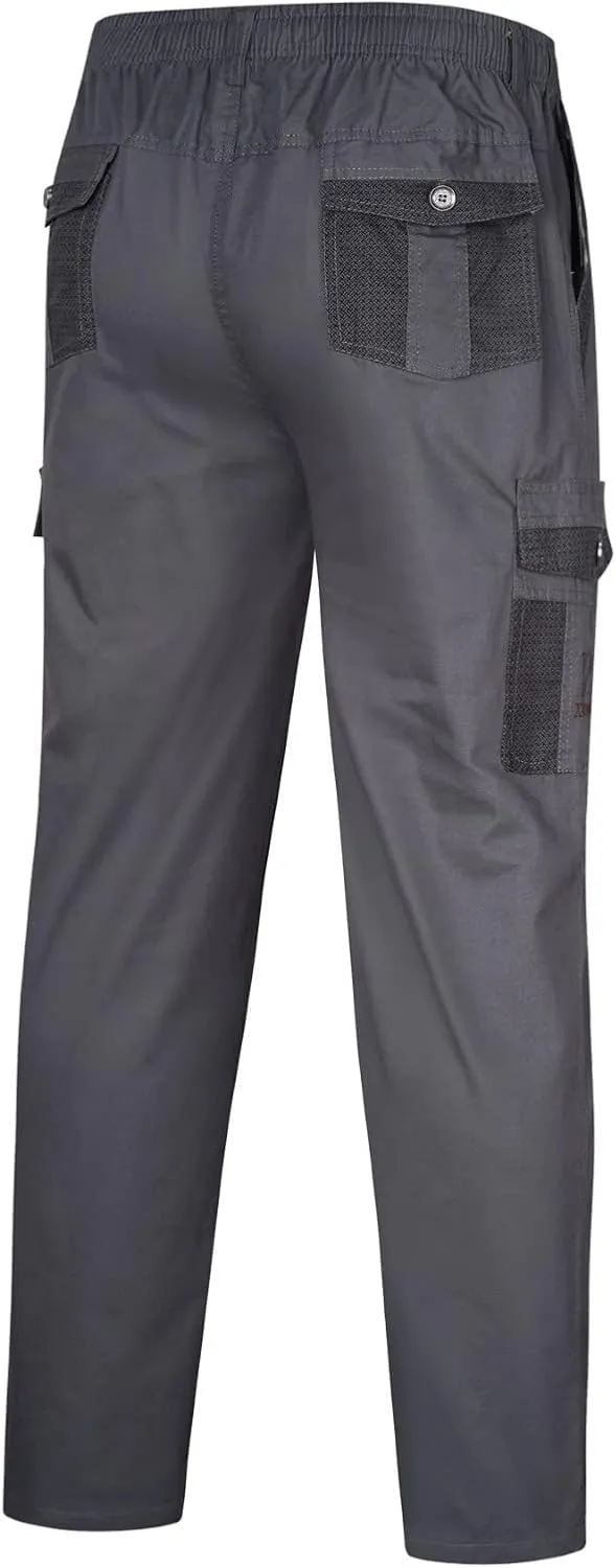 Cargo Sweatpants for Men Big and Tall Trousers Work Ripstop Cargo Pants Lightweight Cotton Jogger Work Pants 6 Pocket
