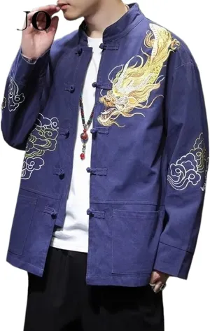 Chinese Embroidered Jacket Men Coat Korean Style Jackets For Men