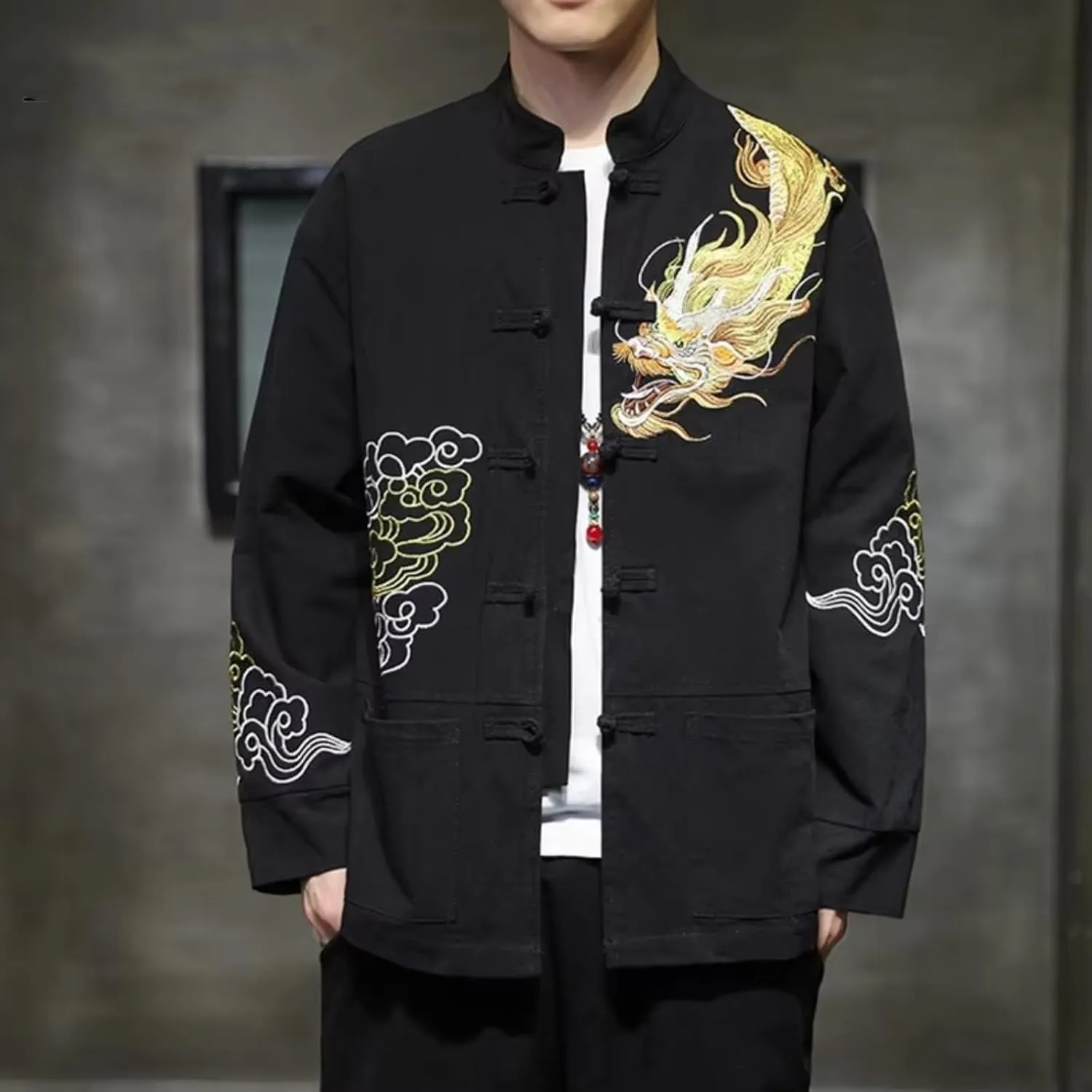 Chinese Embroidered Jacket Men Coat Korean Style Jackets For Men